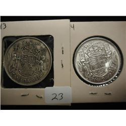 1943 & 1944 CANADA SILVER 50 CENTS