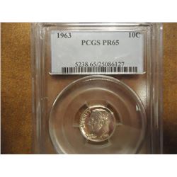 1963 SILVER ROOSEVELT DIME PCGS PR65