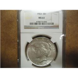 1923 PEACE SILVER DOLLAR NGC MS61