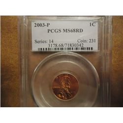 2003-P LINCOLN CENT PCGS PR68 RD