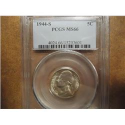 1944-S 35% SILVER JEFFERSON WAR NICKEL PCGS MS66