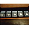 Image 1 : ALL 5-2011-S SILVER 50 STATE QUARTERS ANACS PR70 DCAM'S, 1ST DAY ISSUE, IN NICE WOODEN CASE AS SHOWN