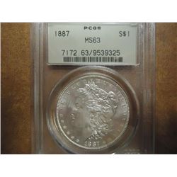 1887 MORGAN SILVER DOLLAR PCGS MS63