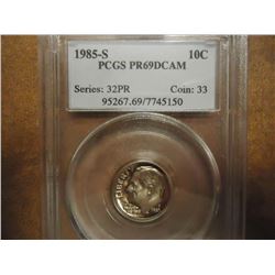 1985-S ROOSEVELT DIME PCGS PR69 DCAM