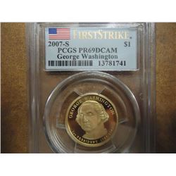 2007-S WASHINGTON DOLLAR PCGS PR69DCAM 1ST STRIKE