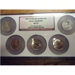 2003-D US 50 STATE QUARTERS SET NGC MS65 MULTI COIN HOLDER, NGC COLLECTORS SOCIETY LIMITED EDITION.