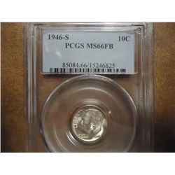 1946-S SILVER ROOSEVELT DIME PCGS MS66FB