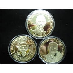 3-2009 BARACK OBAMA INAUGURATION TOKENS (PF) ALL THREE ARE GOLD IN COLOR