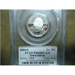 2004-S SILVER IOWA QUARTER PCGS PR69DCAM