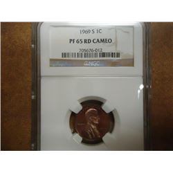 1969-S LINCOLN CENT NGC PF65RD CAMEO