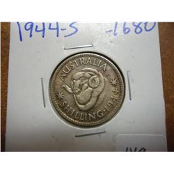 1944-S AUSTRALIA SILVER SHILLING .1680 OZ. ASW