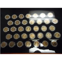 2000-2008 P/D/S 35 PIECE SACAGAWEA DOLLAR SET IN NICE WOODEN BOX, ORIGINAL PURCHASER PAID $365.00