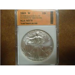 2009-W AMERICAN SILVER EAGLE SGS MS70