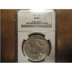 1922 PEACE SILVER DOLLAR NGC AU55