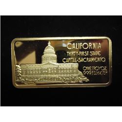 1 TROY OZ .999 FINE SILVER GOLD PLATED CALIFORNIA