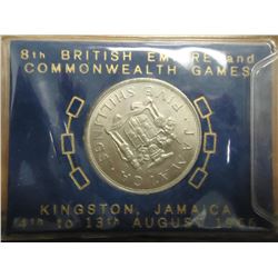 1966 JAMAICA 5 SHILLINGS UNC 8TH BRITISH EMPIRE AND COMMONWEALTH GAMES