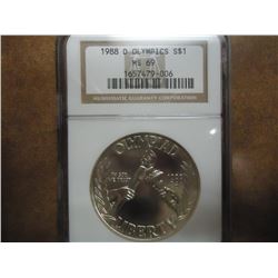 1988-D OLYMPIC SILVER DOLLAR NGC MS69