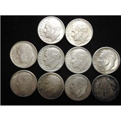 10 ASSORTED SILVER ROOSEVELT DIMES