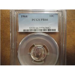 1964 SILVER ROOSEVELT DIME PCGS PR66