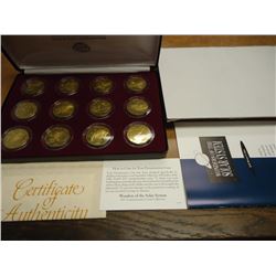 1994 MARSHALL ISLANDS WONDERS OF THE SOLAR SYSTEM $10 BRASS COMMEMORATIVE COIN COLLECTION, BRILLIANT