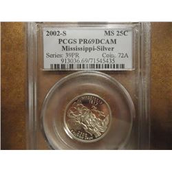 2002-S SILVER MISSISSIPPI QUARTER PCGS PR69DCAM