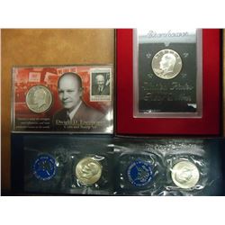 EISENHOWER LOT SEE DESCRIPTION 1971-S IKE SILVER DOLLAR PROOF (BROWN PACK), 1972 & 1973  IKE SILVER 