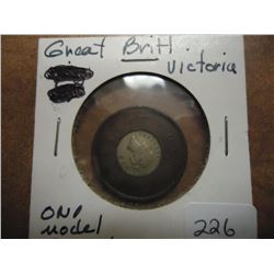 1844 GREAT BRITAIN VICTORIA 1 MODEL PENNY BI-METAL WITH SILVER CENTER