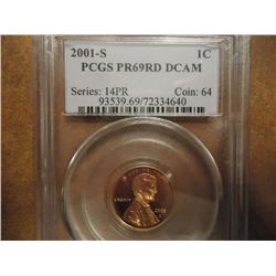 2001-S LINCOLN CENT PCGS PR69RD DCAM