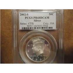 2002-S SILVER KENNEDY HALF DOLLAR PCGS PR68 DCAM