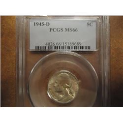 1945-D 35% SILVER JEFFERSON WAR NICKEL PCGS MS66