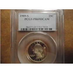 1989-S WASHINGTON QUARTER PCGS PR69 DCAM