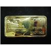 Image 2 : 1 TROY OZ .999 FINE SILVER INGOT GOLD PLATED OHIO