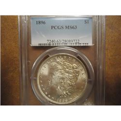 1896 MORGAN SILVER DOLLAR PCGS MS63