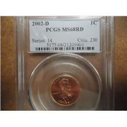 2002-D LINCOLN CENT PCGS MS68RD