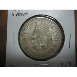 1948 MEXICO SILVER 5 PESOS .8680 OZ. ASW
