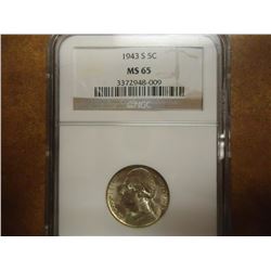 1943-S 35% SILVER JEFFERSON WAR NICKEL NGC MS65
