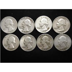 8 ASSORTED WASHINGTON SILVER QUARTERS