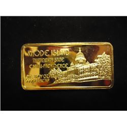 1 TROY OZ .999 FINE SILVER GOLD PLATED RHODE ISLAND