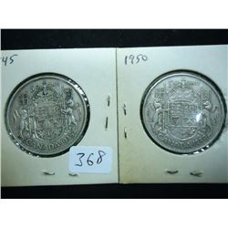 1945 & 1950 CANADA SILVER 50 CENTS