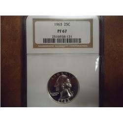 1963 WASHINGTON SILVER QUARTER NGC PF67