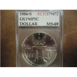 1984-S OLYMPIC SILVER DOLLAR ACG MS69