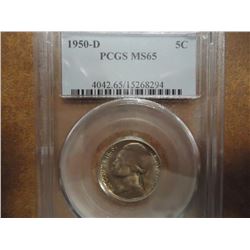 1950-D JEFFERSON NICKEL KEY DATE PCGS MS65