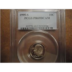 1995-S ROOSEVELT DIME PCGS PR69 DCAM