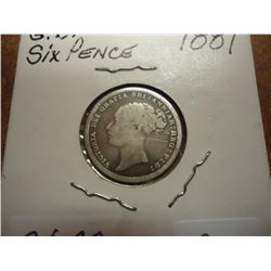 1881 GREAT BRITAIN SILVER 6 PENCE