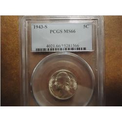 1943-S 35% SILVER JEFFERSON WAR NICKEL PCGS MS66