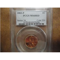 2003-P LINCOLN CENT PCGS MS68RD