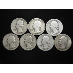 7 ASSORTED 1930'S WASHINGTON SILVER QUARTERS
