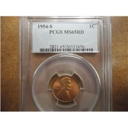 1954-S LINCOLN CENT PCGS MS65RD