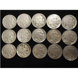 15 ASSORTED 1930'S BUFFALO NICKELS