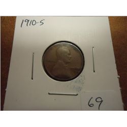 1910-S LINCOLN CENT (SEMI-KEY)